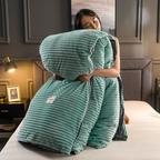 Double-Sided Fleece Duvet Set with Pillowcase, Velvet Feel