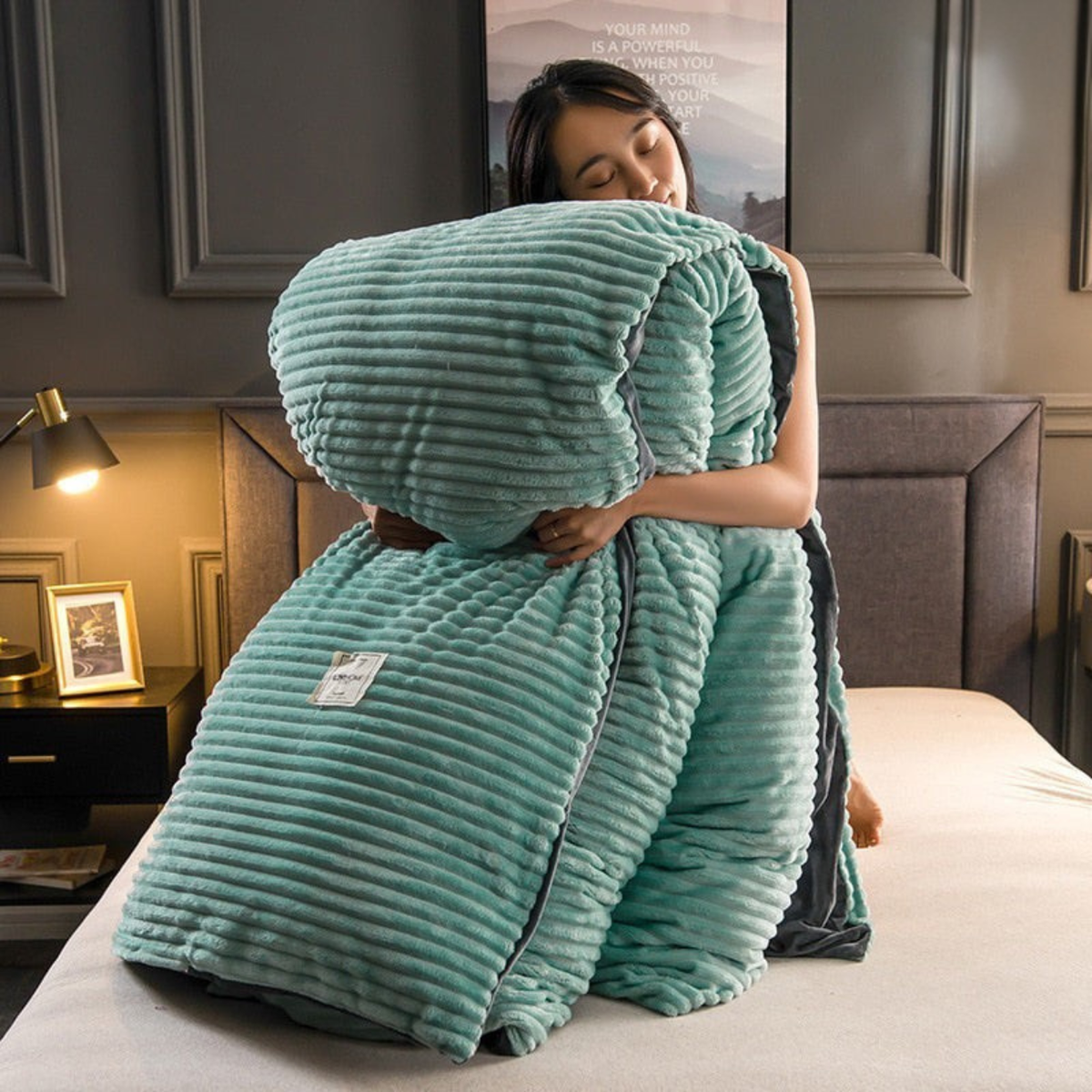 Double-Sided Fleece Duvet Set with Pillowcase, Velvet Feel