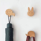 Wooden Animal Wall Hooks, Self-Adhesive or Screw Fixing