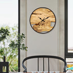 Wood and Epoxy Wall Clock 30cm, Clear Rim, Roman Numerals