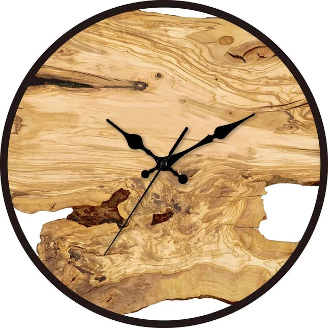 Wood and Epoxy Wall Clock 30cm, Clear Rim, Roman Numerals