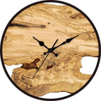 Wood and Epoxy Wall Clock 30cm, Clear Rim, Roman Numerals