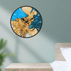 Wood and Epoxy Wall Clock 30cm, Clear Rim, Roman Numerals