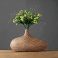 Wood-Effect Resin Vase, Flattened Oval Form, 2 Sizes