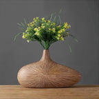 Wood-Effect Resin Vase, Flattened Oval Form, 2 Sizes