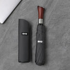 Automatic Umbrella with Wooden Handle, 121cm Windproof Canopy