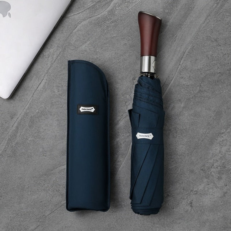 Automatic Umbrella with Wooden Handle, 121cm Windproof Canopy