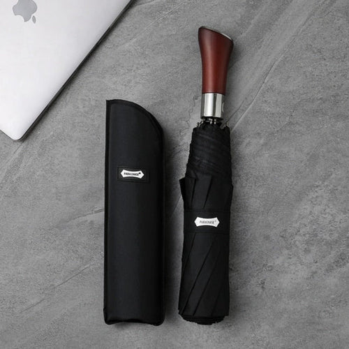 Automatic Umbrella with Wooden Handle, 121cm Windproof Canopy