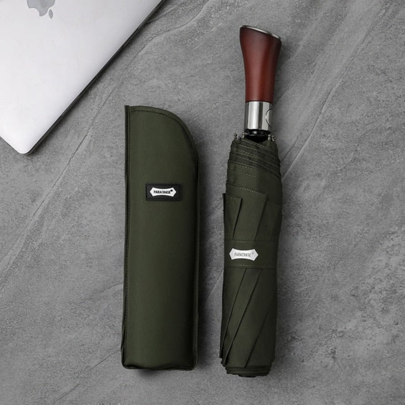 Automatic Umbrella with Wooden Handle, 121cm Windproof Canopy