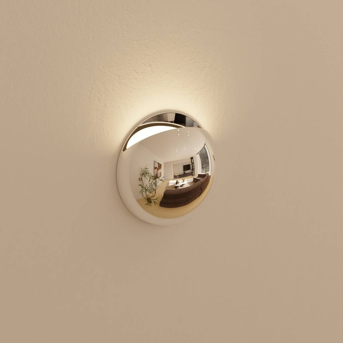 Indirect LED Wall Light in Chrome, IP65 for Indoors and Out