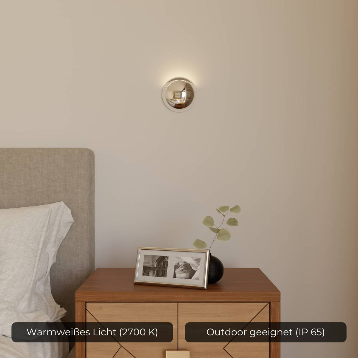 Indirect LED Wall Light in Chrome, IP65 for Indoors and Out