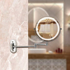 LED Wall Makeup Mirror with Extendable Swivel Arm, Double-Sided