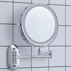 LED Wall Makeup Mirror with Extendable Swivel Arm, Double-Sided
