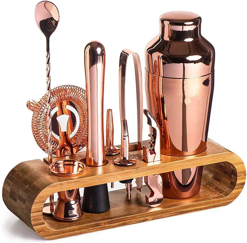 10-Piece Stainless Steel Cocktail Set with Stand
