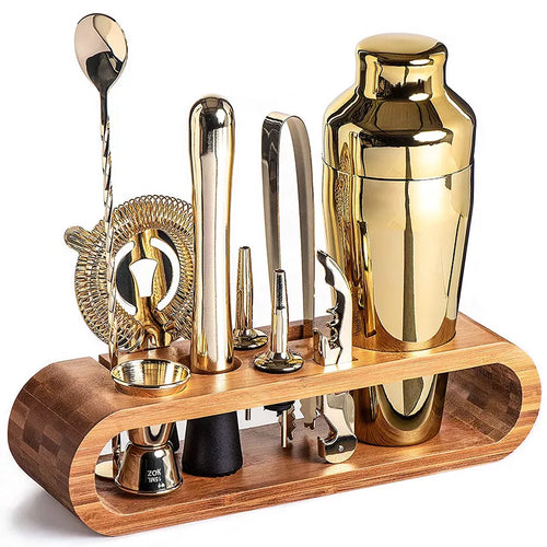10-Piece Stainless Steel Cocktail Set with Stand