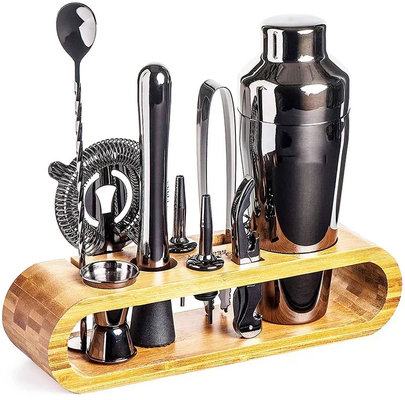 10-Piece Stainless Steel Cocktail Set with Stand