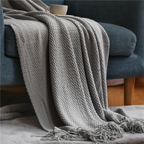 Knitted Acrylic Throw with Tassels, 127 x 172 and 130 x 220 cm