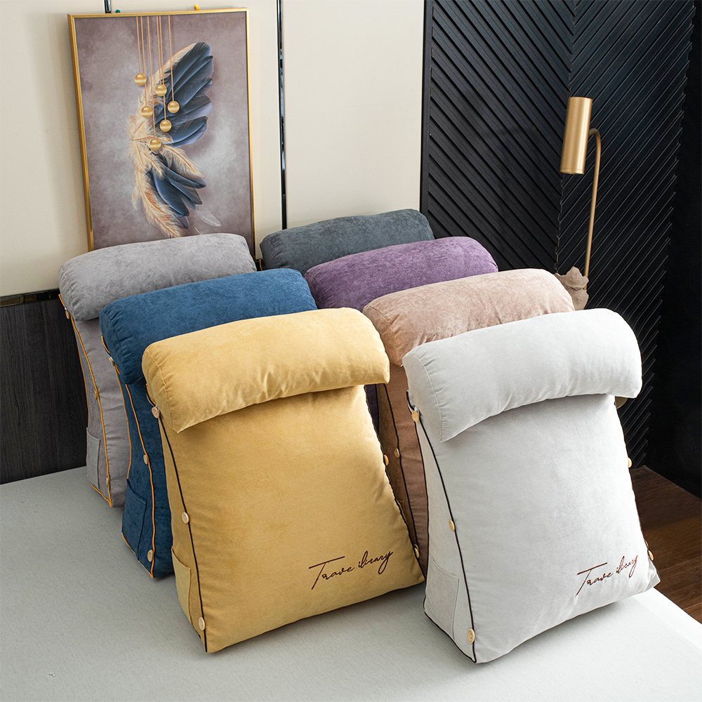 Ergonomic Reading Pillow with Backrest and Side Pocket