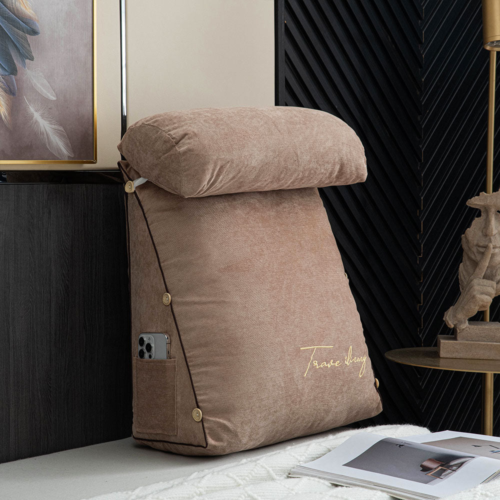 Ergonomic Reading Pillow with Backrest and Side Pocket