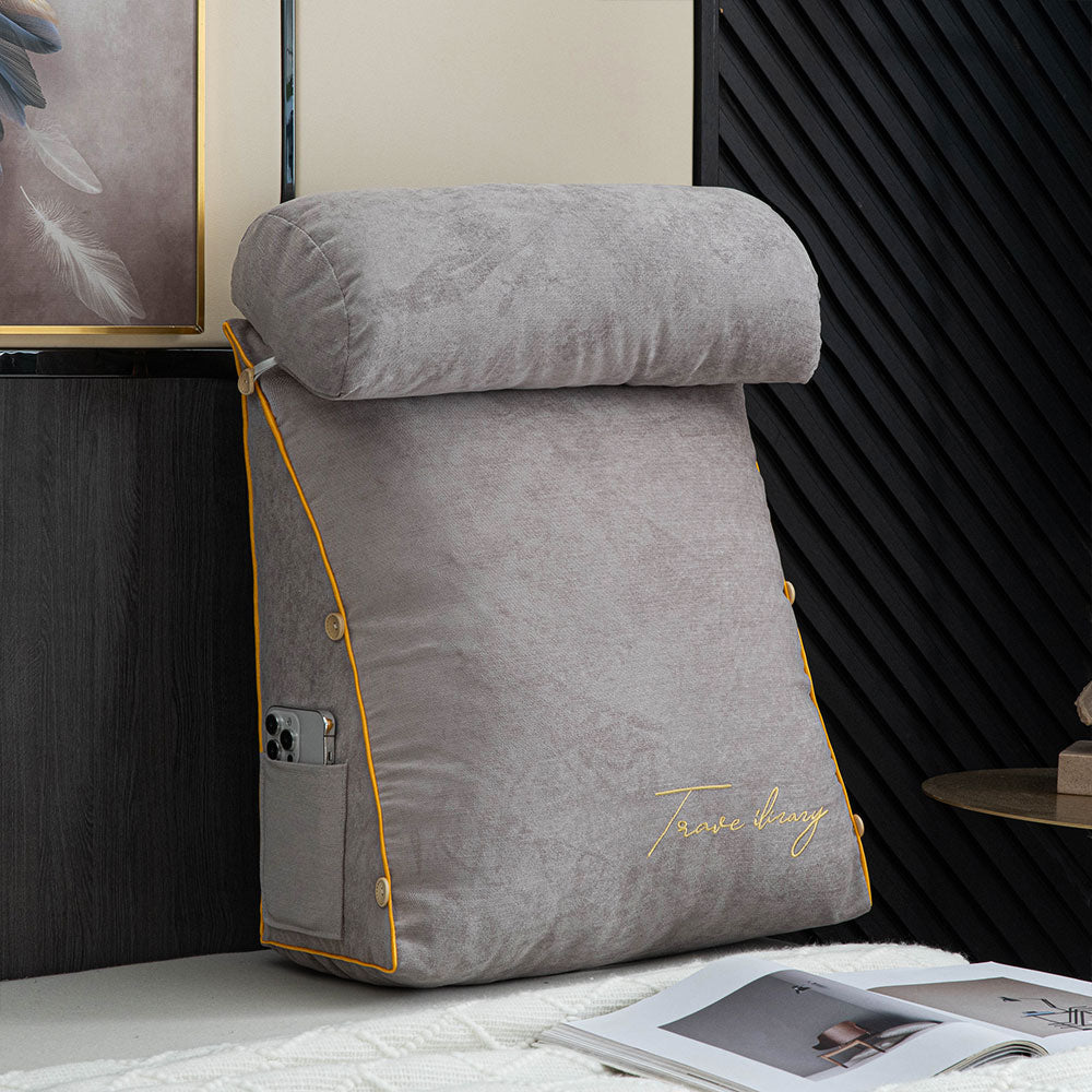 Ergonomic Reading Pillow with Backrest and Side Pocket