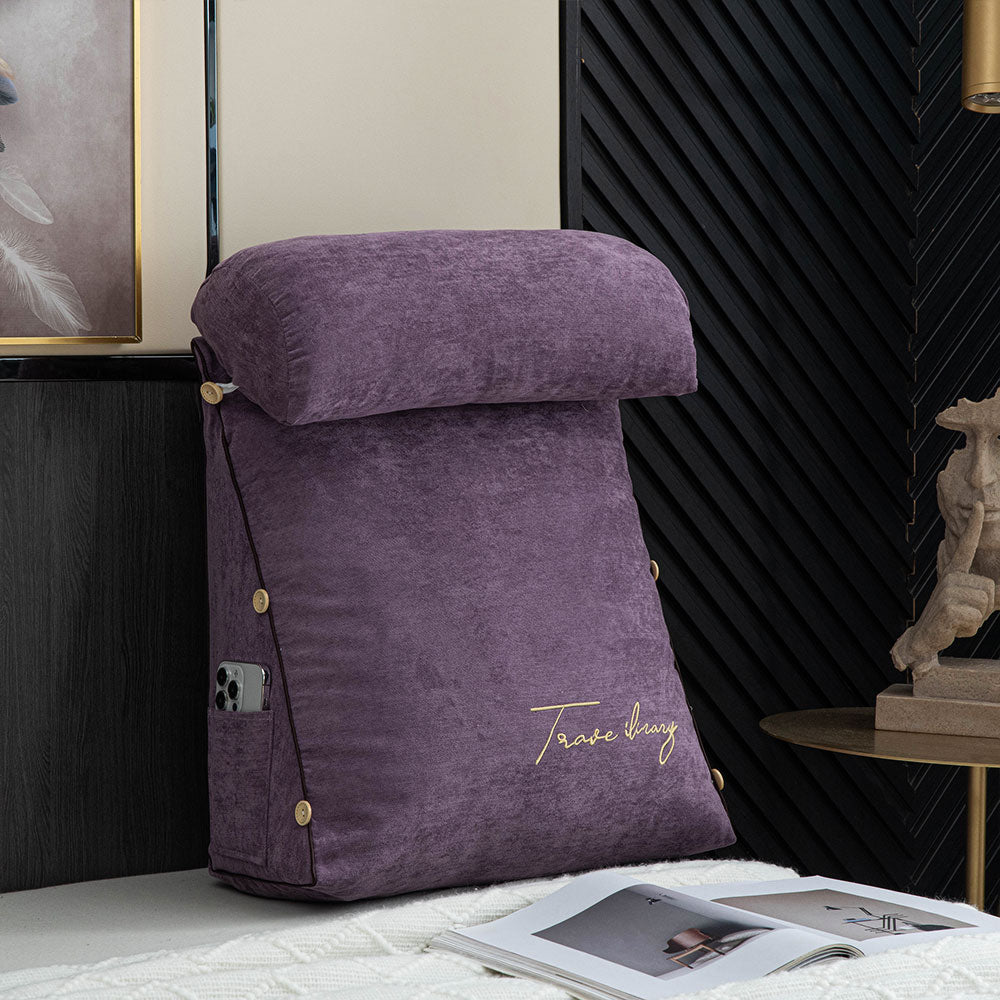 Ergonomic Reading Pillow with Backrest and Side Pocket