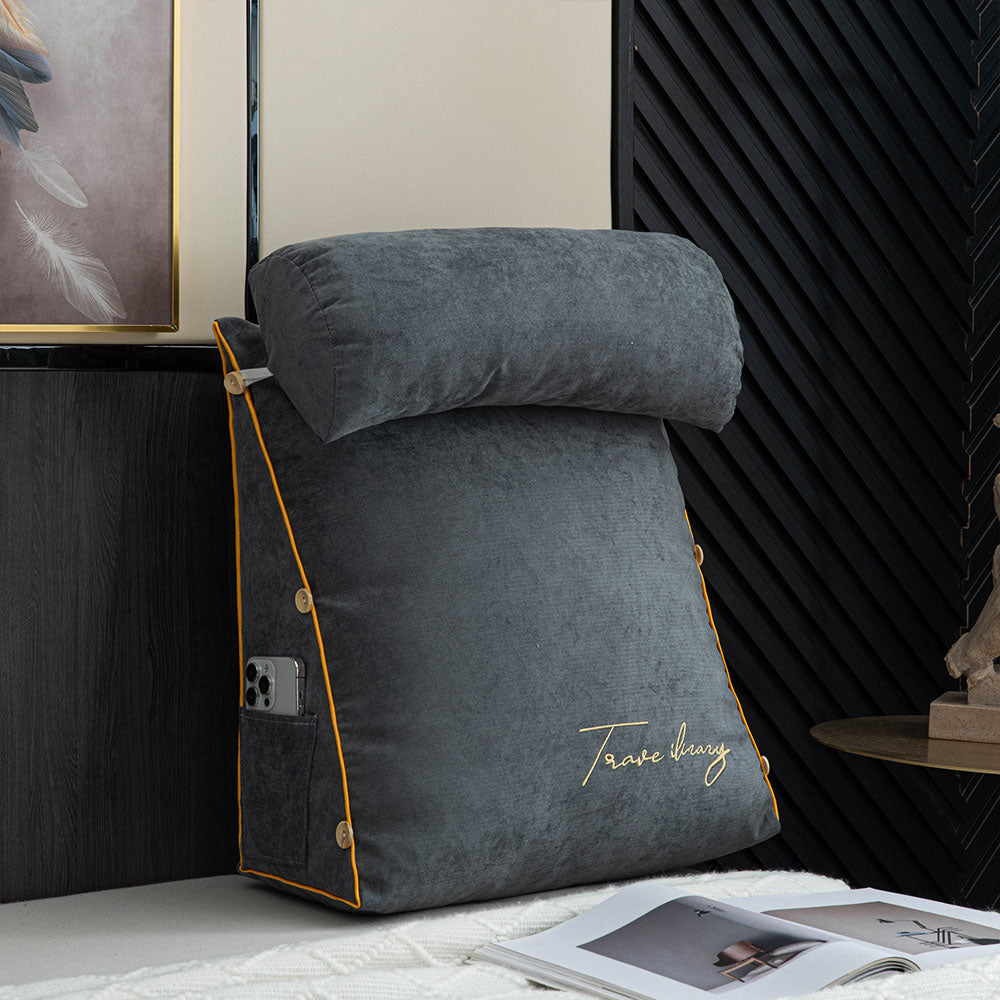 Ergonomic Reading Pillow with Backrest and Side Pocket