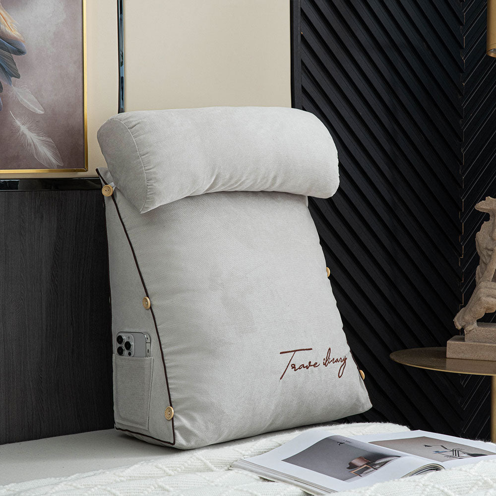 Ergonomic Reading Pillow with Backrest and Side Pocket