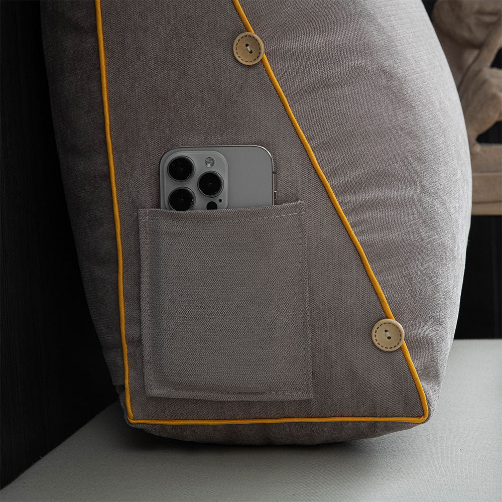 Ergonomic Reading Pillow with Backrest and Side Pocket