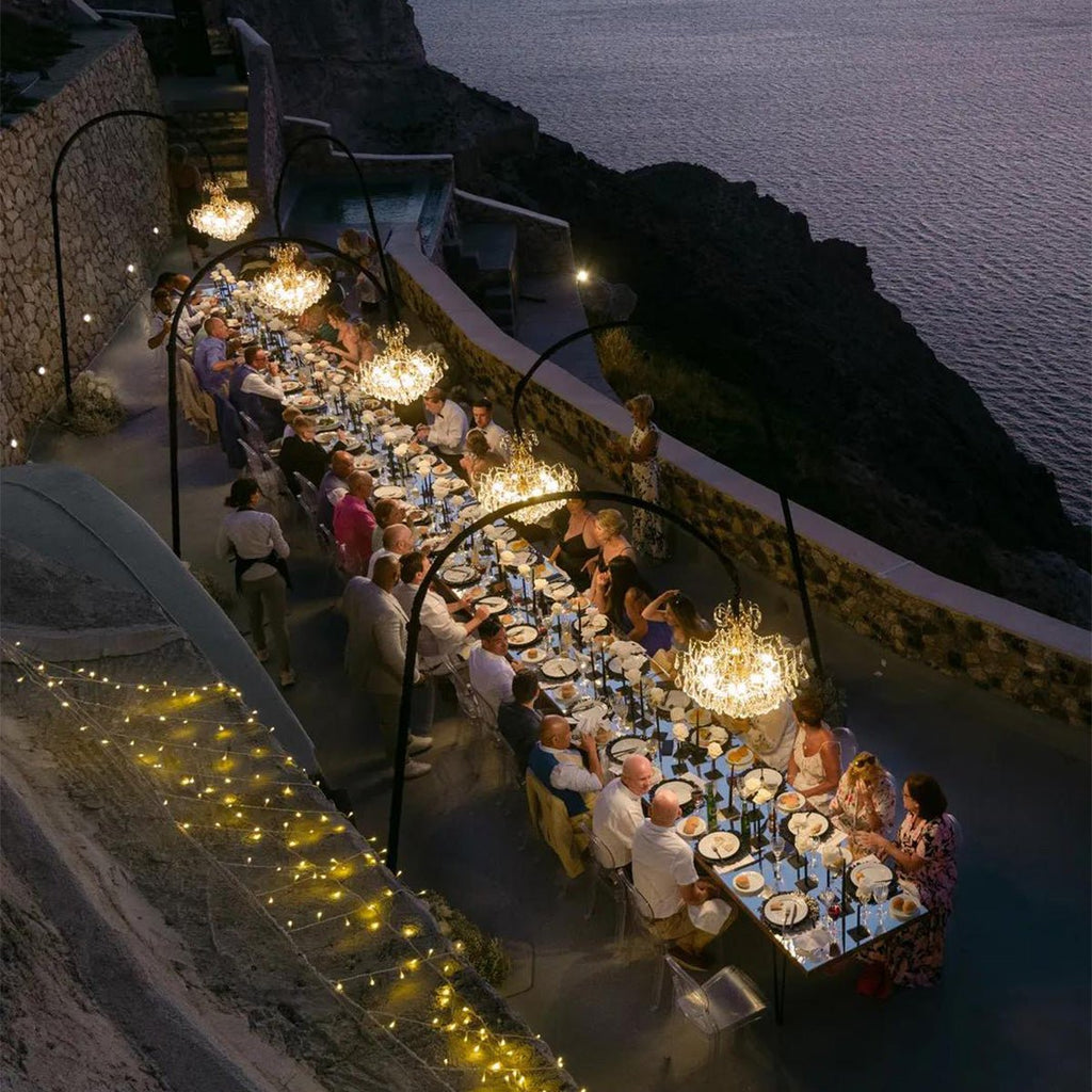 Outdoor Crystal Chandelier, IP54, 12V Low Voltage, Gold