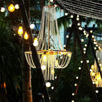 Outdoor Crystal Chandelier, IP54, 12V Low Voltage, Gold