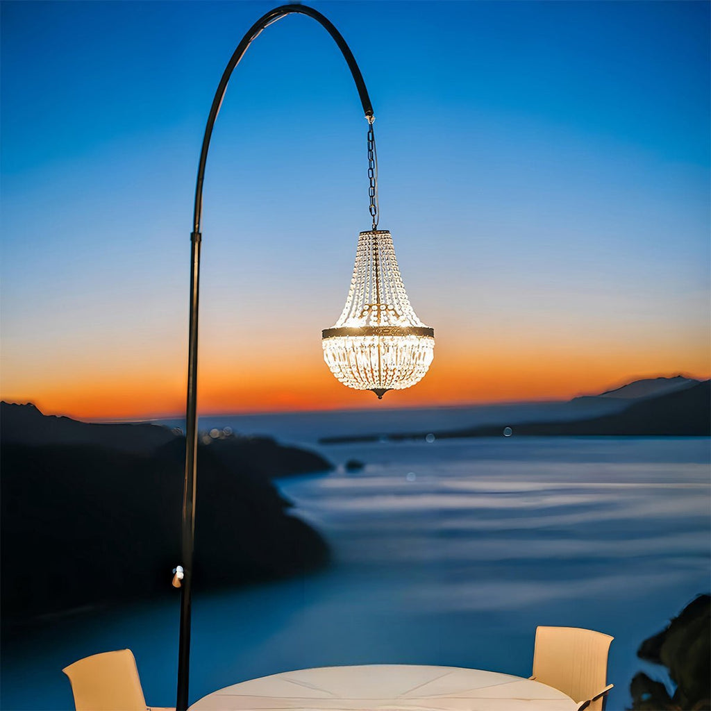 Outdoor Crystal Chandelier, IP54, 12V Low Voltage, Gold