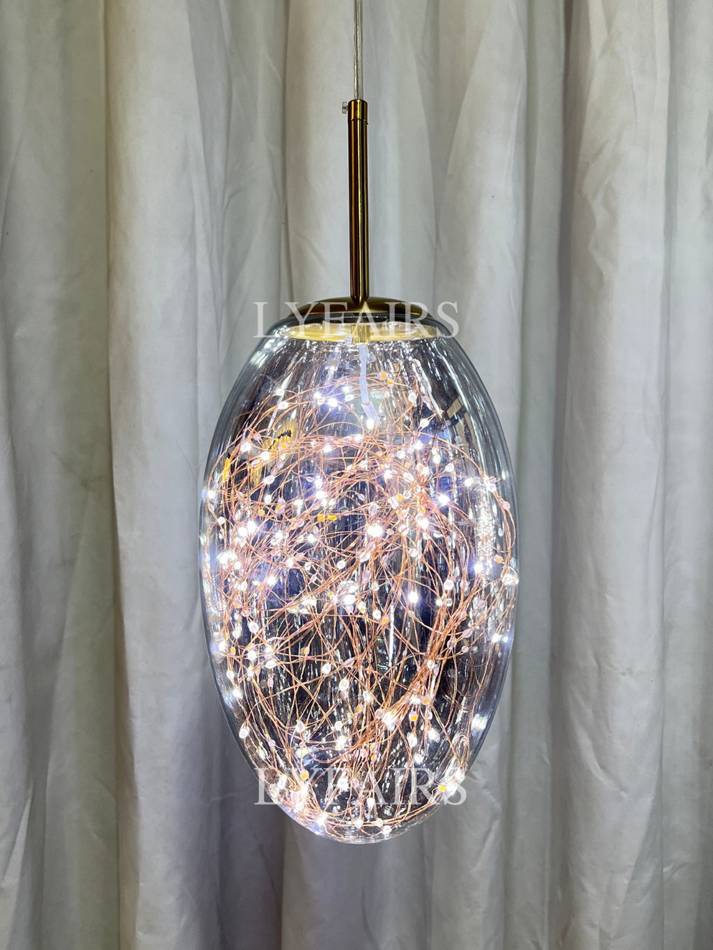 Grey Glass Pendant Chandelier with Starlight Ceiling Effect