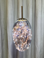Grey Glass Pendant Chandelier with Starlight Ceiling Effect
