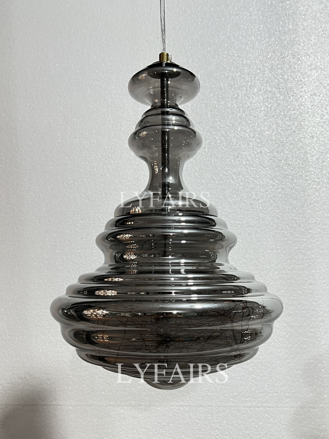 Grey Glass Pendant Chandelier with Starlight Ceiling Effect