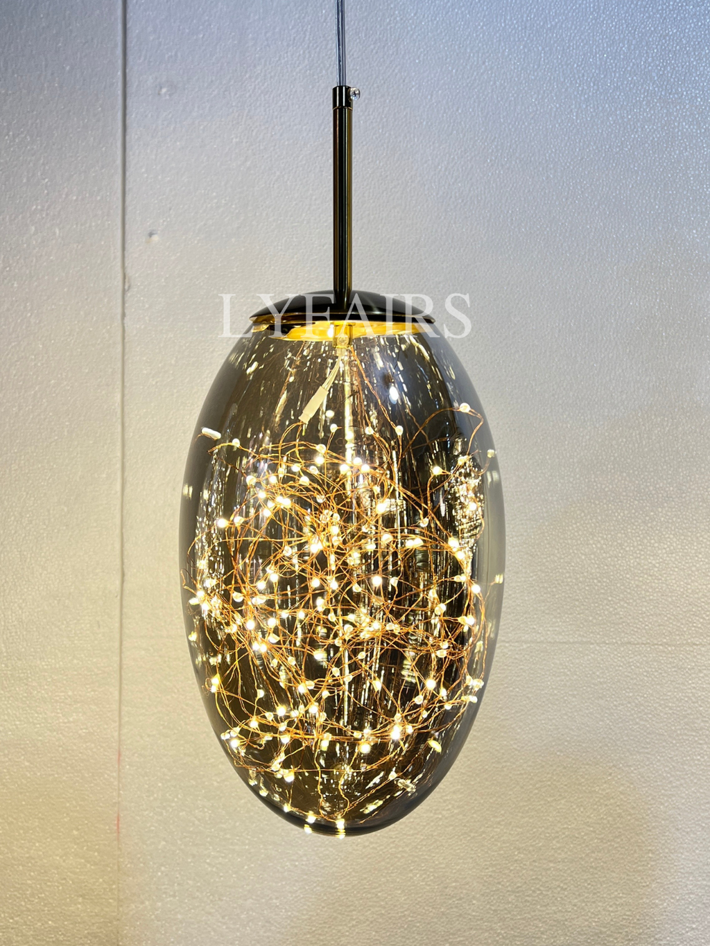 Grey Glass Pendant Chandelier with Starlight Ceiling Effect