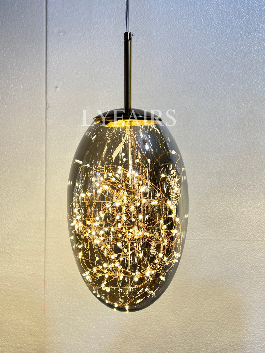 Grey Glass Pendant Chandelier with Starlight Ceiling Effect