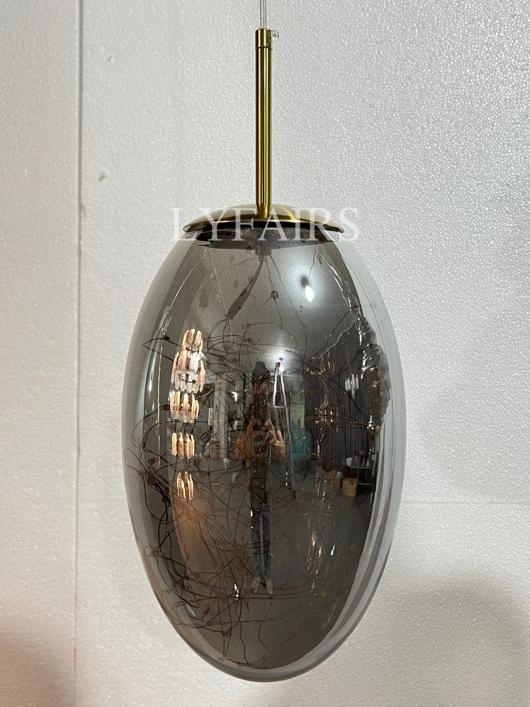 Grey Glass Pendant Chandelier with Starlight Ceiling Effect