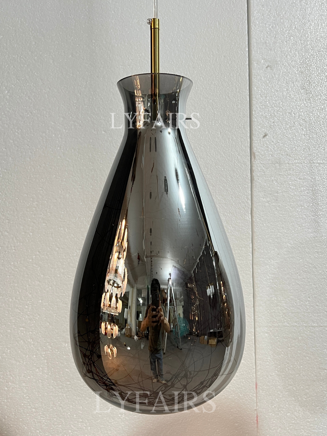 Grey Glass Pendant Chandelier with Starlight Ceiling Effect