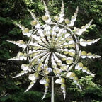 Sculptural Metal Garden Wind Spinner with Layered Blades