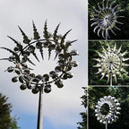 Sculptural Metal Garden Wind Spinner with Layered Blades