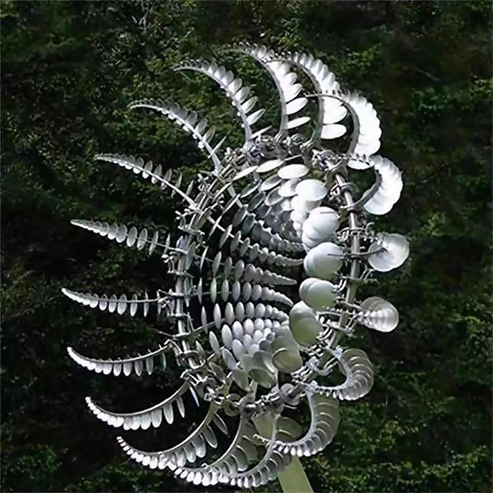 Sculptural Metal Garden Wind Spinner with Layered Blades