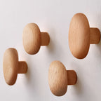 Pebble Shaped Solid Wood Wall Hooks, Walnut or Beech