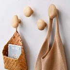 Pebble Shaped Solid Wood Wall Hooks, Walnut or Beech