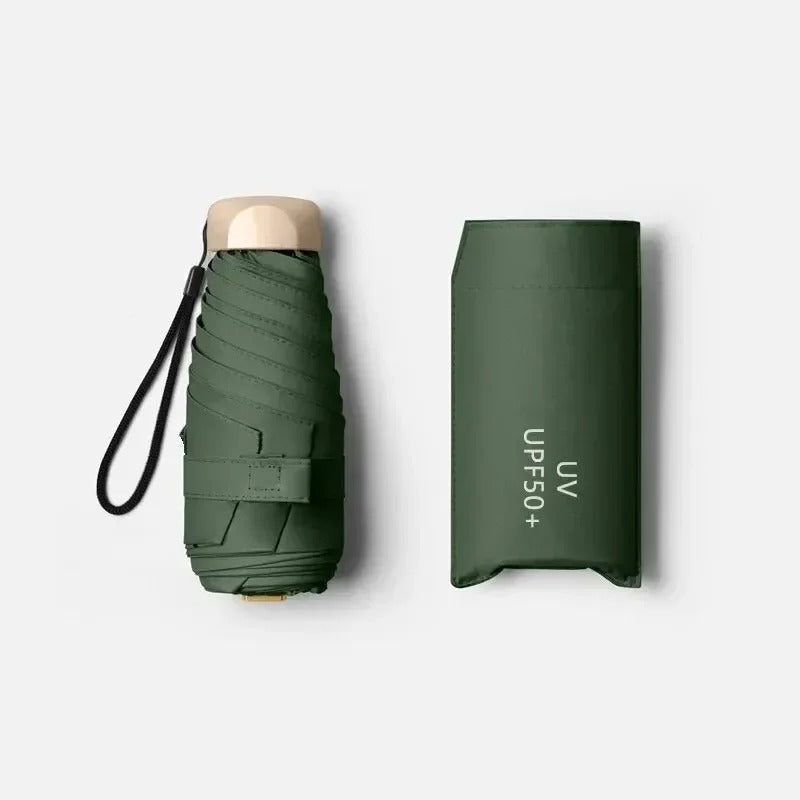 Compact Folding Travel Umbrella, UV Coating, Windproof Frame