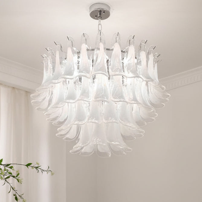 Glass Petal Chandelier, Dimmable LED, Gold or Chrome