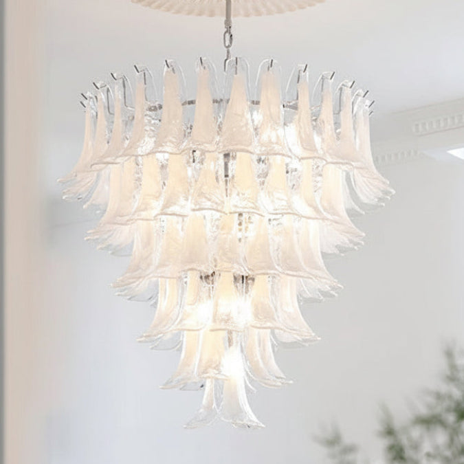 Glass Petal Chandelier, Dimmable LED, Gold or Chrome