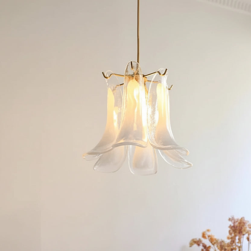Glass Petal Chandelier, Dimmable LED, Gold or Chrome