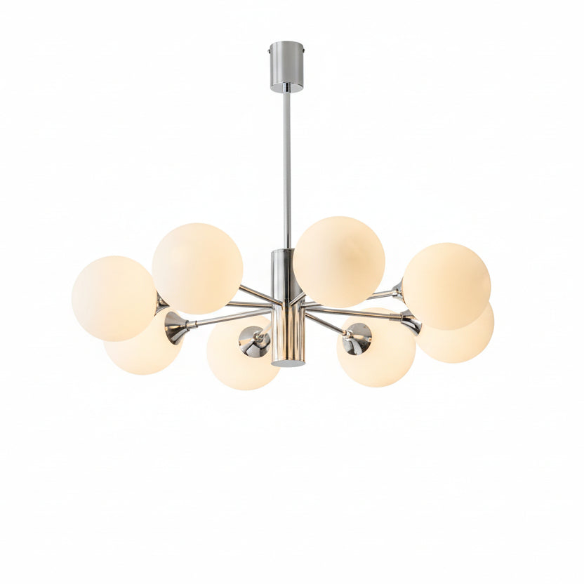Cut Glass Globe Chandelier with Chrome Frame, 3, 5 or 8 Lights