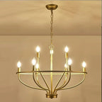 Round Metal Candle-Style Chandelier with LED, 6 or 9 Lights