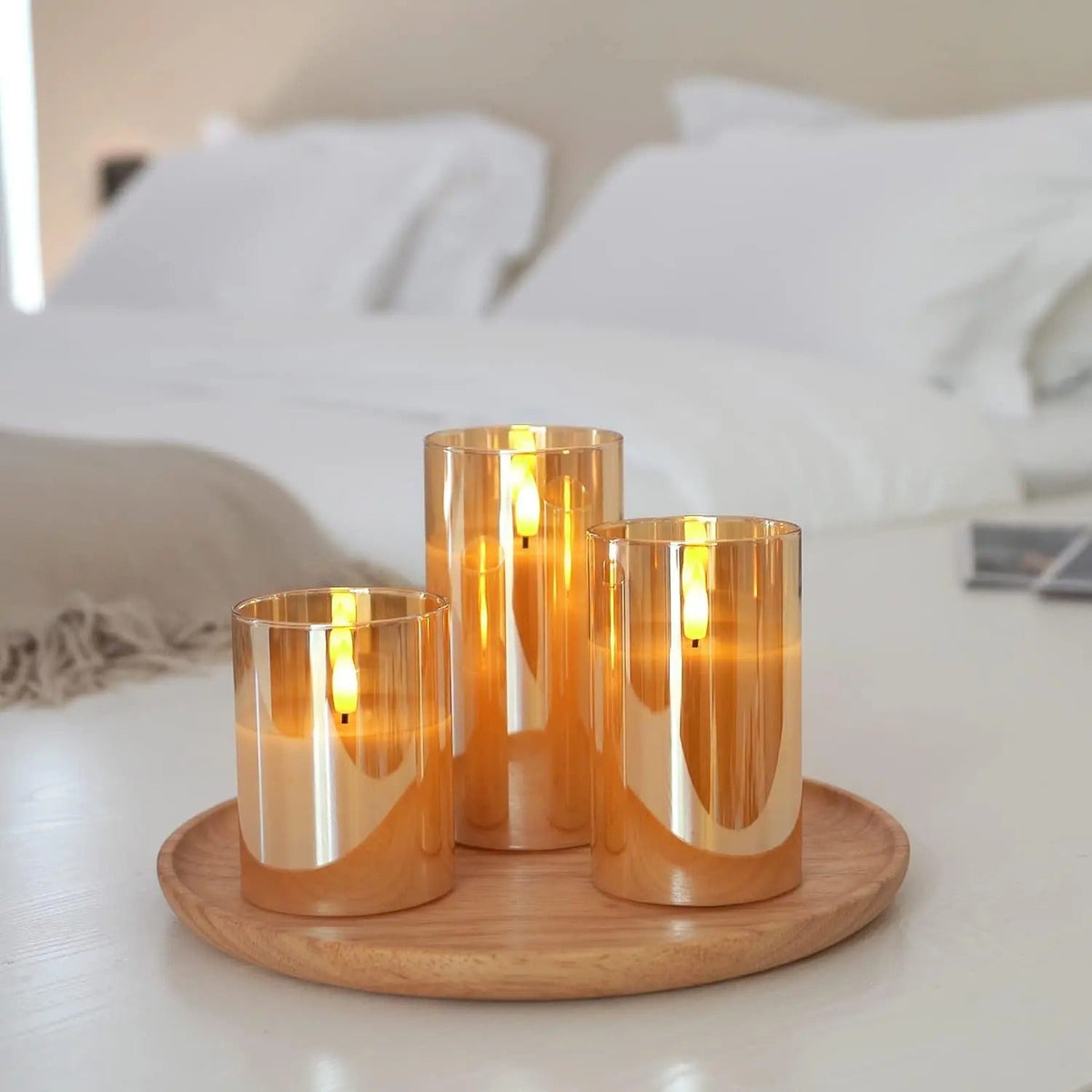 Flameless LED Candle Set of 3 with Flame Effect, Remote and Timer